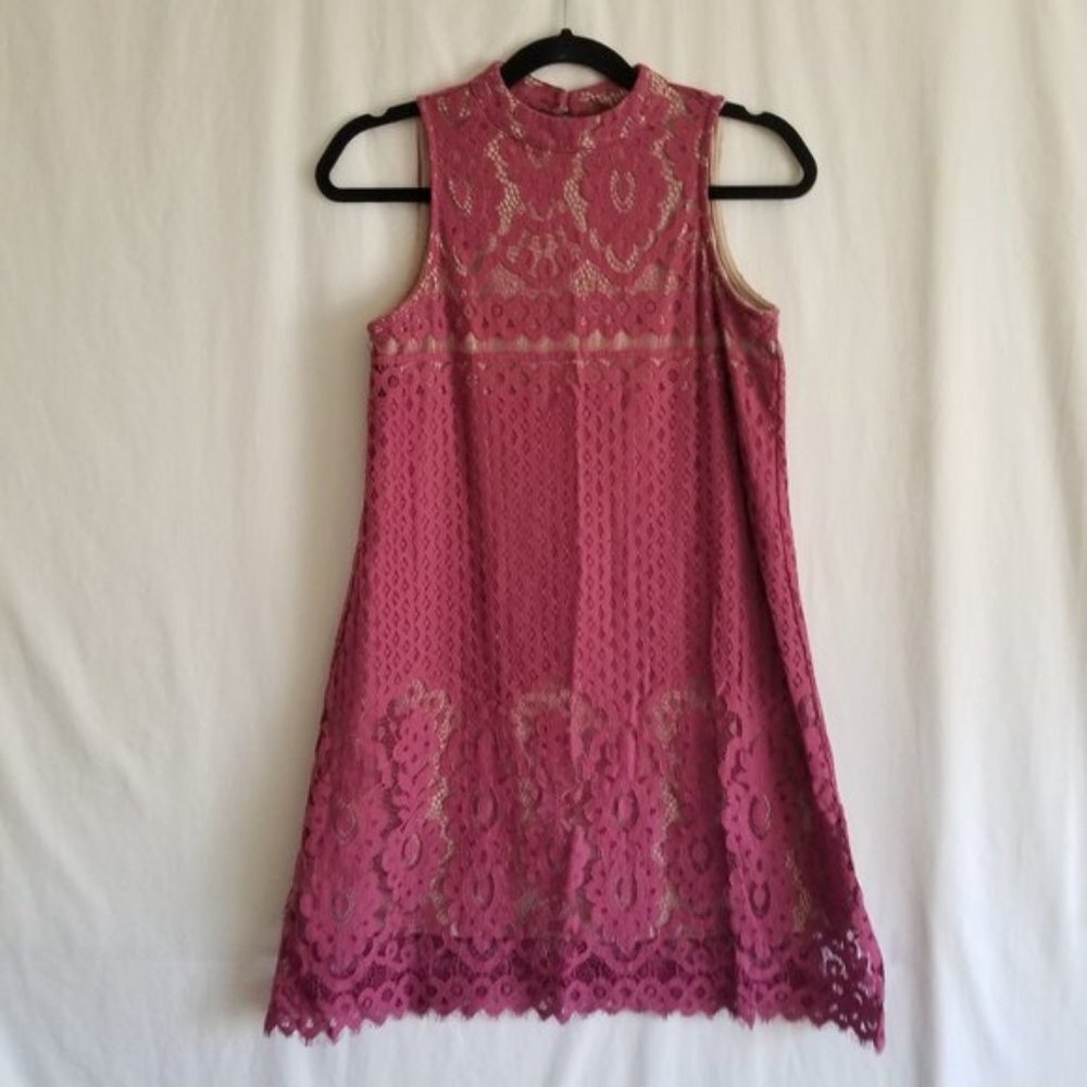 Love Fire Purple Lace sleeveless open back dress size S (111)
